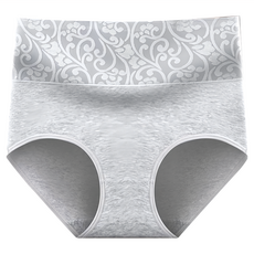 高腰收腹提臀刺繡內褲3件組, 95%棉 5%彈力纖維, 均碼, 顏色隨機