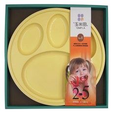 SIMPLA 玉米田 幼兒熊掌盤, PLA環保無毒 餐盤組, 適用年齡 2-5歲, 25 x 25cm, 淺黃色, 1個