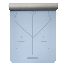 AMYUP YUNMI 環保TPE瑜珈墊 雙色霧藍 附綁帶 透氣網袋 正位體位線設計 止滑墊 皮拉提斯墊, 1片, 183 x 80 x 0.6cm