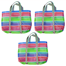 1號帆布袋 Set 聚乙烯材質 可載重1KG, 紅、藍、綠, 18 x 25cm