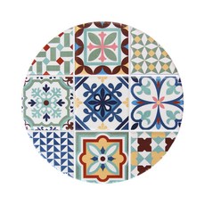 TROMSO 西班牙復古花磚陶瓷隔熱墊, 九宮格凹槽設計, 邊緣打磨, 安心不割手, 直徑20cm, C53, 1個