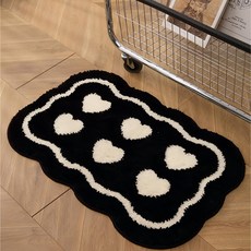 西格傢飾 Ins風文青浴室廚房防滑吸水植絨地墊 - 心形圖案, 60 x 40cm, 心有靈犀