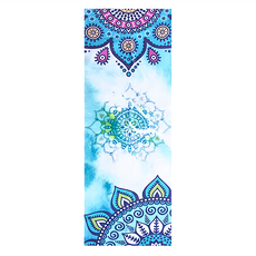 LOTUS 靜心曼陀羅瑜珈鋪巾, 快速吸汗, 輕薄好攜帶, 鑽石格紋織布, 185 x 65cm, 藍色冥想, 1條