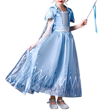 女童萬聖節變裝派對造型服裝公主服 短袖, 冰雪艾莎七彩, 110