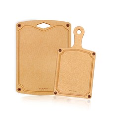 GOLD LIFE 酷澎獨家款 高密度不吸水木纖維砧板2件組, L + 單柄款, 1組