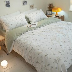 anna home 棉床本舖 100%精梳棉40支 台灣製 鋪棉兩用被, 小兔仙境 米色 + 綠色