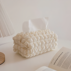 棉花糖泡芙衛生紙套, 聚酯纖維材質, 尺寸: 長20x寬10x高8cm, 20 x 10 x 8cm, 米白色