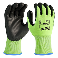 Milwaukee 2 級防割手套 高能見度聚氨酯浸漬 9"/L, Black, 1組