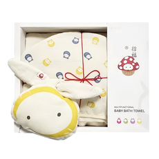 nIZio 招福小飛成長浴巾彌月禮組, 熊童子 藍黃色, 1組