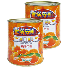 SAnTA AnA 聖塔安娜 橘子肉瓣 輕糖漿罐頭, 850g, 2罐