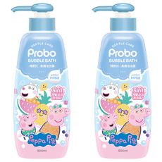 Probo 博寶兒 佩佩豬 柔護泡泡露, 三合一功效, 草本複合植萃, 柔膚胺基酸, 植萃低敏, 500ml, 2瓶