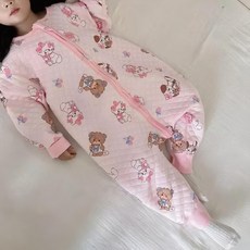 愛北鼻秋冬全棉質無痕防踢被 粉貓領結熊-三保暖 90碼-建議80-95公分 寶寶必備, 粉, 1件