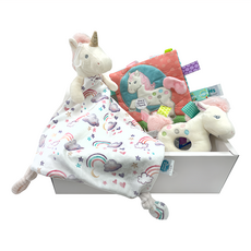 Mary Meyer 蜜兒 臻藏禮盒 Set 3個, 柔軟手搖鈴 + 標籤動物安撫沙沙紙 + 柔軟安撫巾, 獨角獸, 1盒