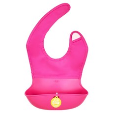 OXO tot 隨行好棒棒圍兜, 舒適布面, 矽膠大口袋, 防水易清洗, 可捲起收納, 莓果粉, 1件, 1個