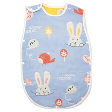 OhBabyLying 6層紗防踢被, 藍底兔兔