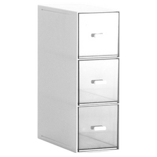 E.City 可疊加桌面小物收納盒 多功能分類設計 透明抽屜, 白色, 3層, 1個