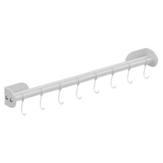 SUNORO 免釘碳鋼多功能置物桿 50cm 月光白, 廚房收納好幫手，免釘安裝，堅固耐用, 1個