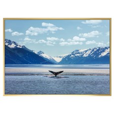 菠蘿選畫所 掛畫 阿拉斯加的座頭鯨 59.4 x 42cm 畫框 ANSL4612G, 金色