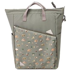 pugo 噗果 中高年級SkillPack學習袋 - 重340g 寶特瓶回收紗/環保無毒染劑, 沙綠印花, 39 x 36 x 14cm, 1個