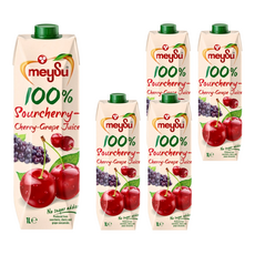 meySu 美愫 100%酸櫻桃葡萄汁 1L*5瓶 (無添加糖、天然維生素C、健康飲品)
