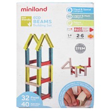 miniland ECO工型積木組，附教學引導，大尺寸好堆疊，布袋收納, 1組, Multi-colored