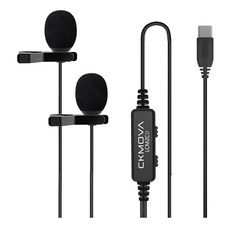 CKMOVA 全向電容式雙頭領夾式麥克風 USB Type-C 音訊輸出 6米音訊線, LCM2CD, 黑色