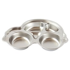 JUST HOME 童趣304不鏽鋼分格餐盤 噗噗車 汽車餐盤 水果、熟食、沙拉、輕食皆適用, 1個, 約29.2x22x3.6cmH