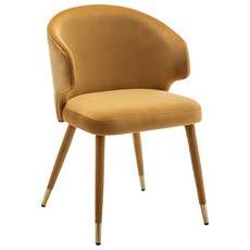 E-home Jade潔迪扶手絨布腳包金邊休閒餐椅 UH019B-yl, 黃色, 1個