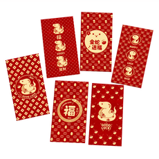 新年金蔥磨砂創意紅包袋 A 金蛇送福, 6個