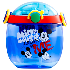 fisher-price 費雪 迪士尼 立體3D圖案矽膠包覆方形兒童用吸管水壺, 1個, 550ml, 藍色米奇