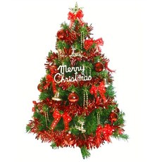 聖誕樹裝飾綠色豪華型, 容易組裝, 溫暖冬季耶誕氣氛, 90cm, 紅金色系