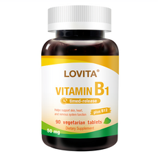 Lovita 緩釋型維生素B1素食錠 50mg 含維生素B12, 90顆, 1罐