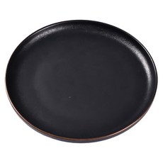Homely Zakka 北歐輕奢風 陶瓷餐具 牛排盤 西餐盤 大圓平盤, 黑色磨砂, 25 x 25 x 3cm, 1個