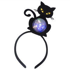摩達客 COSPLAY派對頭飾 圓球燈頭扣, 萬聖黑貓造型, 1個