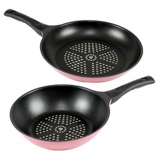 Kitchen-Art 鑽石塗層平底鍋2件組, 平底鍋 26cm+深型平底鍋 24cm, 粉色, 1組