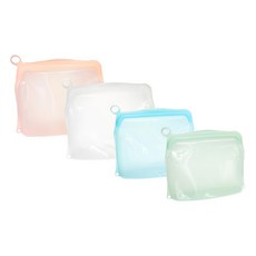 OUTSY 可密封果凍QQ食物夾鏈袋 食品級矽膠 耐冰耐熱 可微波加熱 重複使用, 17.5 x 5.5 x 21.5cm + 22.5 x 6 x 23.5cm, 4個, 1組