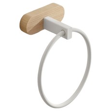 Home of flowers 繁花之家 日式實木毛巾環 升級款 免打孔 毛巾收納 擦手巾架/毛巾架/抹布掛架/浴室收納架, 1個, 原木色