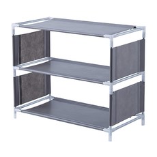 布藝鞋架 鞋櫃 置鞋架 3層 2個, 銀灰色, 1組