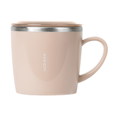 MOTHER-K 輕奢不鏽鋼含蓋兒童訓練杯 250ml, 適用年齡2歲以上, 暖陽棕, 1個