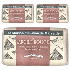 PURESENCE 樸香氛 法國馬賽皂之家 紅土香氛精油面膜皂, 天然保護成分, 清潔保養兩用, 125g, 3顆