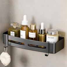 浴室置物架 四方架 無痕貼片款,32 x 12 x 9cm,經典黑,免釘安裝, 30.5cm x 22cm x 6.8cm, 1個