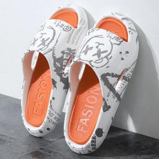 潮流拖鞋 暴力熊, 44-45, PVC材質, 285mm, 白色 + 橙色