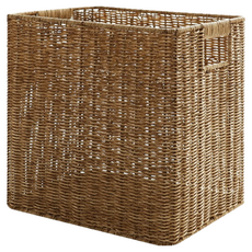 NATURE LIVING DAISY GARDEN 藤編收納籃 手工製作 容易拿取的兩側握把 防止變形的堅固鋼架, 34 x 26 x 33cm, 1個, 咖啡色