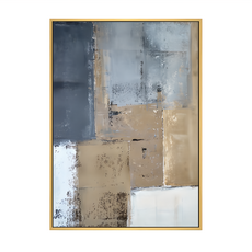 棕白灰色塊 抽象畫 注油画布, 木色