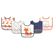 HUDSON BABY PEVA 圍兜 - 狐狸 8x9 英吋, 5件, 1組