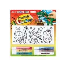 AMOS 阿摩司 創意玻璃貼DIY, 可剝離貼紙, 橘色恐龍 多色, 1個