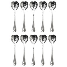 Willive 韓國製304不鏽鋼Nino愛心冰淇淋湯匙 亮面, 10個, 銀色