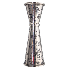 Jigger 美式刺青圖騰盎司杯 量酒器, 1oz/2oz 美式刻度, 銀色, 1個