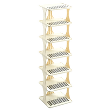 京太陽 5層鞋架 簡約時尚 多層收納 輕鬆組裝, 黑白色, 1組