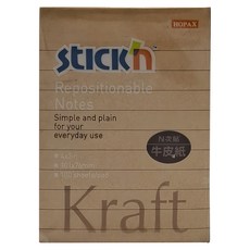 HOPAX 牛皮紙便條本, 4x3 英寸/101x76毫米, 100張/本, 橫線, 12本